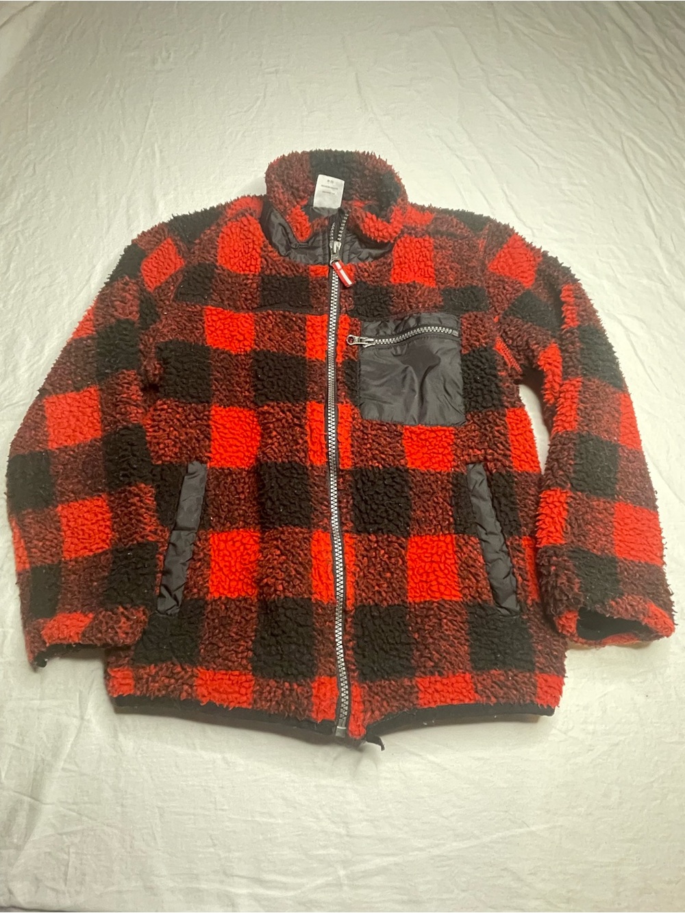 Wonder Nation M 8 Red and Black Buffalo Plaid Sherpa Jacket for Kids PRELOVED